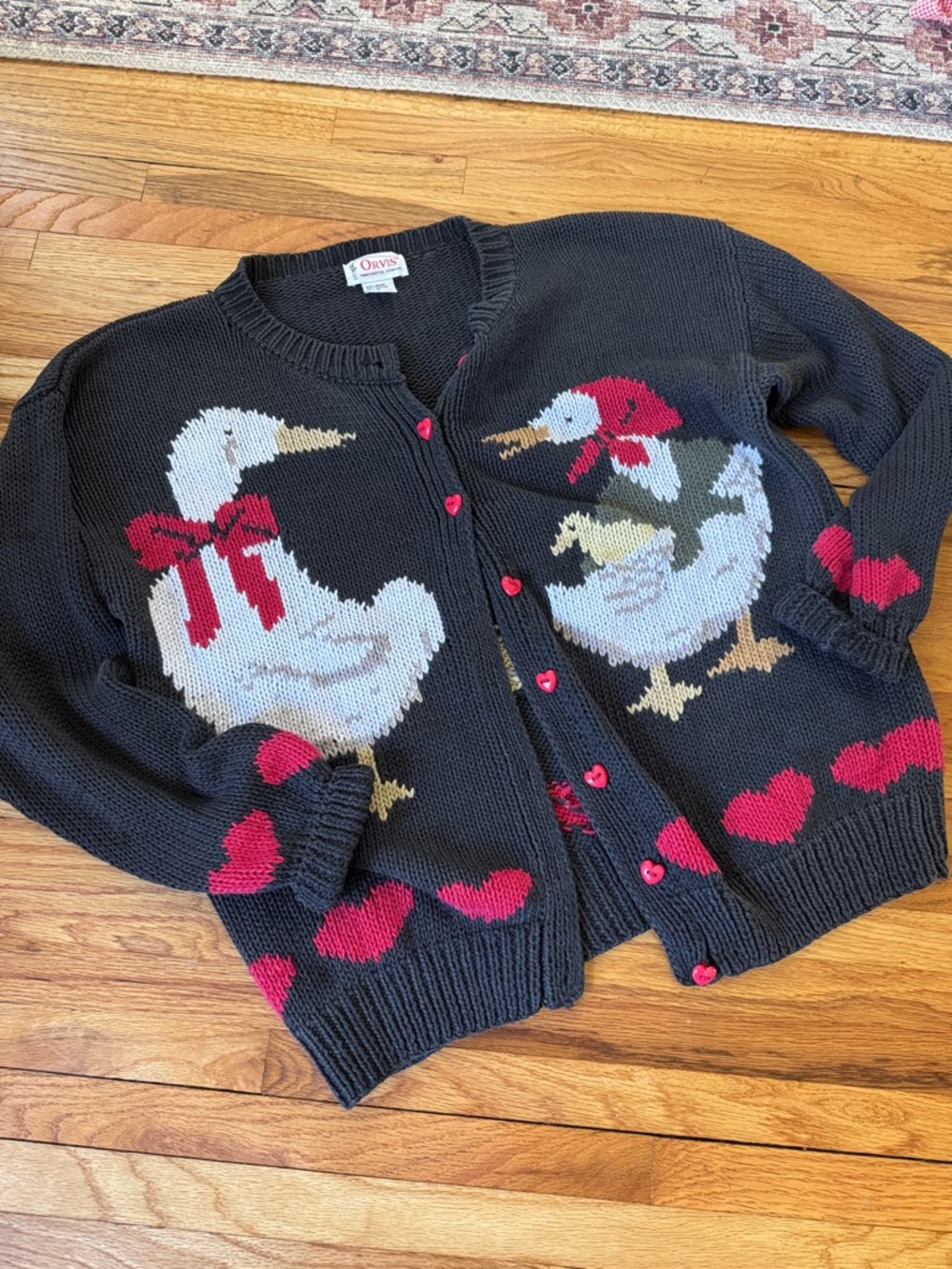 Vintage Orvis Goose Cardigan Sweater